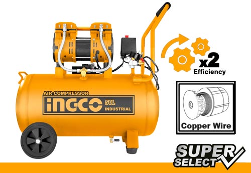 Compresseur silencieux INGCO 50 litres (1200 W)