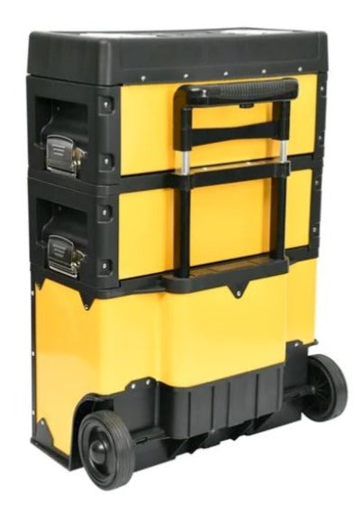 صندوق أدوات متحرك ماركة DELI مع عجلات وقفل مزدوج – 3 طبقات