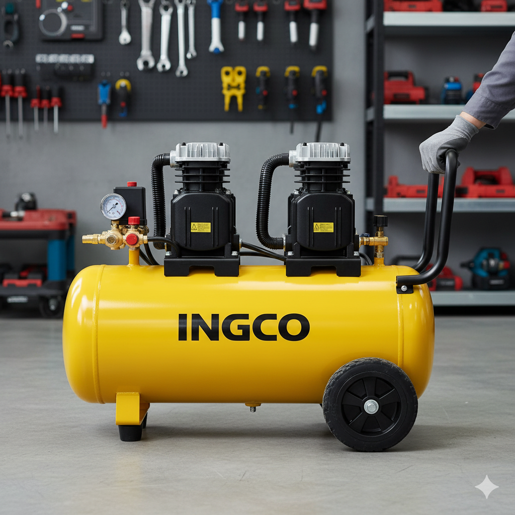 Compresseur silencieux INGCO 100 litres (2 x 1200 W)