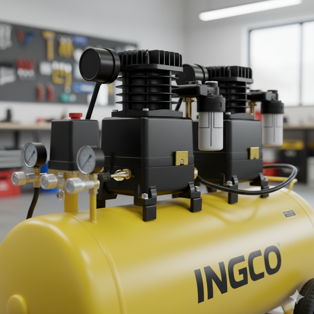 Compresseur silencieux INGCO 100 litres (2 x 1200 W)