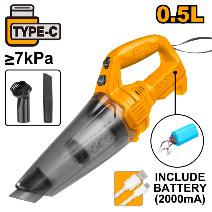 INGCO 12V مكنسة كهربائية لاسلكية