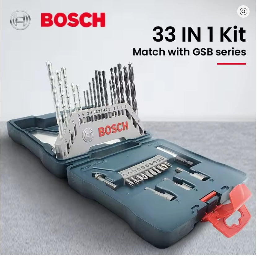طقم لقم وثقاب Bosch X-Line 33 قطعة – للخشب والحجر والمعدن