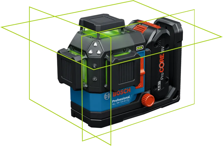 نڤو لازر BOSCH الذكي GLL 18V-120-33 CG - 3 خطوط خضراء 360°
