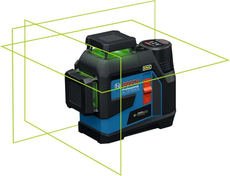 نڤو لازر BOSCH الذكي GLL 12V-100-33 CG - 3 خطوط خضراء 360°