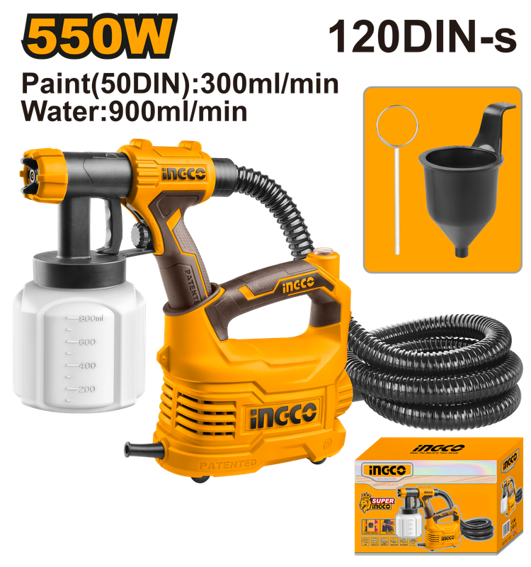 Pistolet à peinture électrique INGCO SPG5008-2 (HVLP) 550 W
