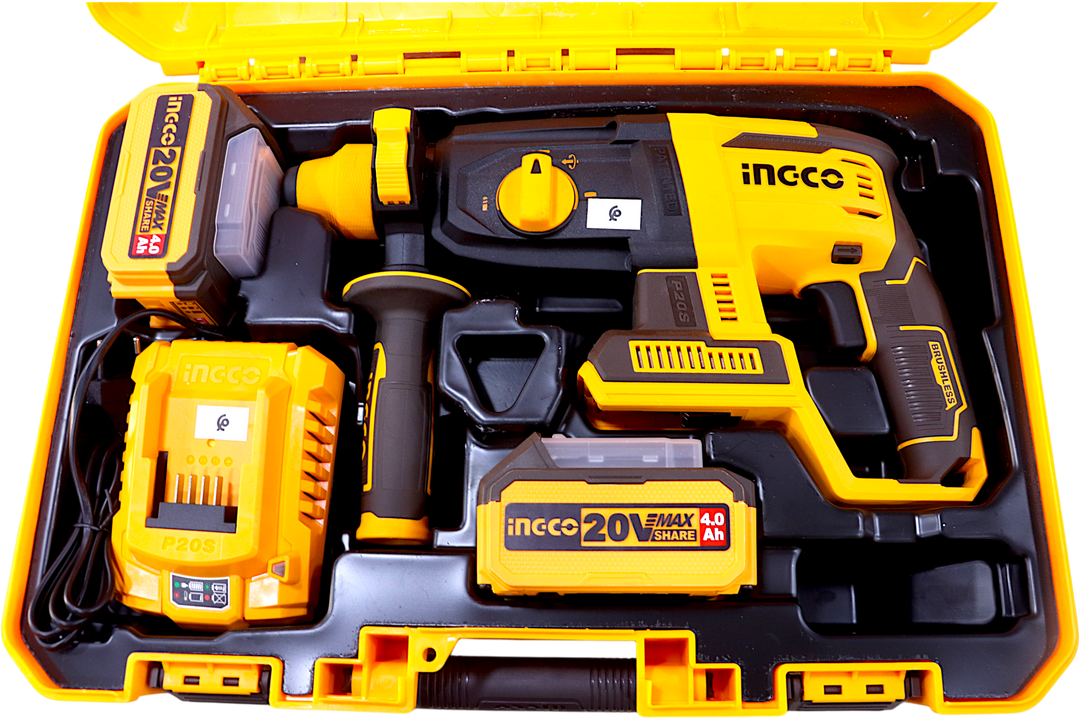 مثقاب مطرقة لاسلكي احترافي – INGCO CRHLI20208 (2.0 J / 20 V – Brushless)