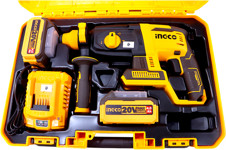 مثقاب مطرقة لاسلكي احترافي – INGCO CRHLI20208 (2.0 J / 20 V – Brushless)