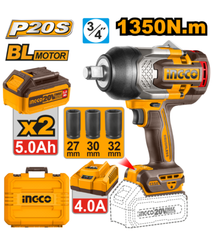 la Boulonneuse à Choc Sans Fil INGCO 20V Brushless 1350 Nm