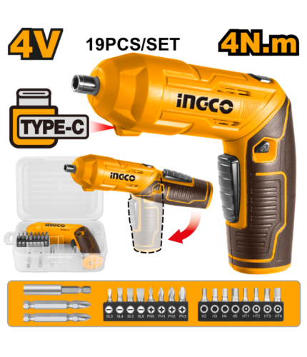 Tournevis Électrique Sans Fil 4V INGCO à Poignée Rotative (CSDLI0402)