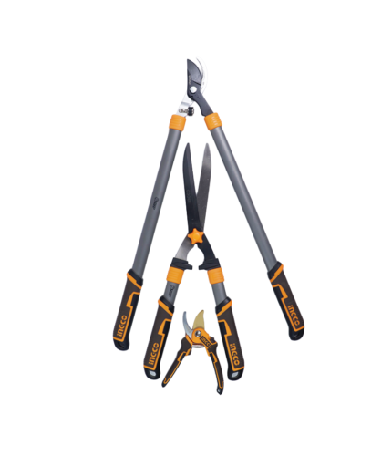 Jeu d'Outils de Taille et Jardinage 3 Pièces INGCO HKSGS0301 (Sécateur, Cisaille à Haie, Coupe-Branches)