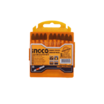 Jeu de 10 Embouts de Vissage à Choc PH2 50 mm INGCO SDBIM11PH223 en Acier S2 avec Boîte de Rangement