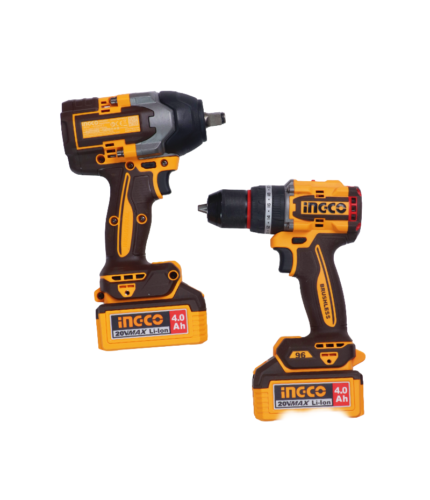 Kit Combo 2 Outils Sans Fil 20V Brushless INGCO CKLI2027 (Perceuse Percussion + Boulonneuse à Choc 850 Nm) - 2x Batteries 4.0 Ah