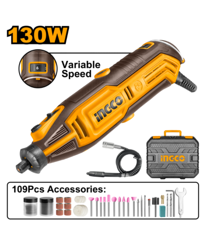Mini Perceuse Multifonction 130W INGCO avec Coffret +109 Accessoires (MG13328)