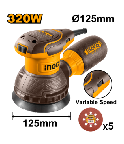 Ponceuse Excentrique INGCO RS3208 (125 mm / 320 W) - Vitesse Variable
